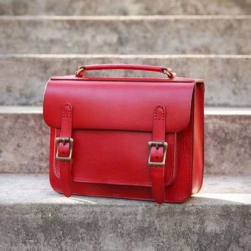 Handmade Womens Coffee Leather Satchel Shoulder Bag Cambridge Structured Satchel Handbag Purse for Men