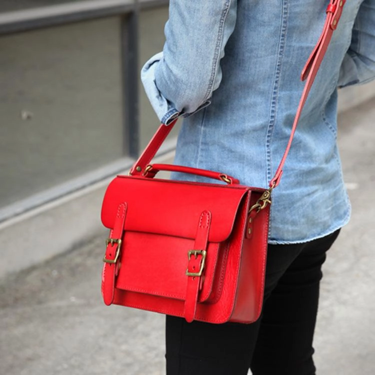 Handmade Womens Coffee Leather Satchel Shoulder Bag Cambridge Structured Satchel Handbag Purse for Men