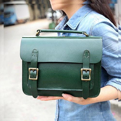 Handmade Womens Coffee Leather Satchel Shoulder Bag Cambridge Structured Satchel Handbag Purse for Men