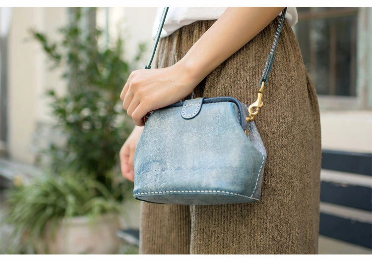 Handmade Womens Green Leather Small doctor Purse shoulder doctor bags for women