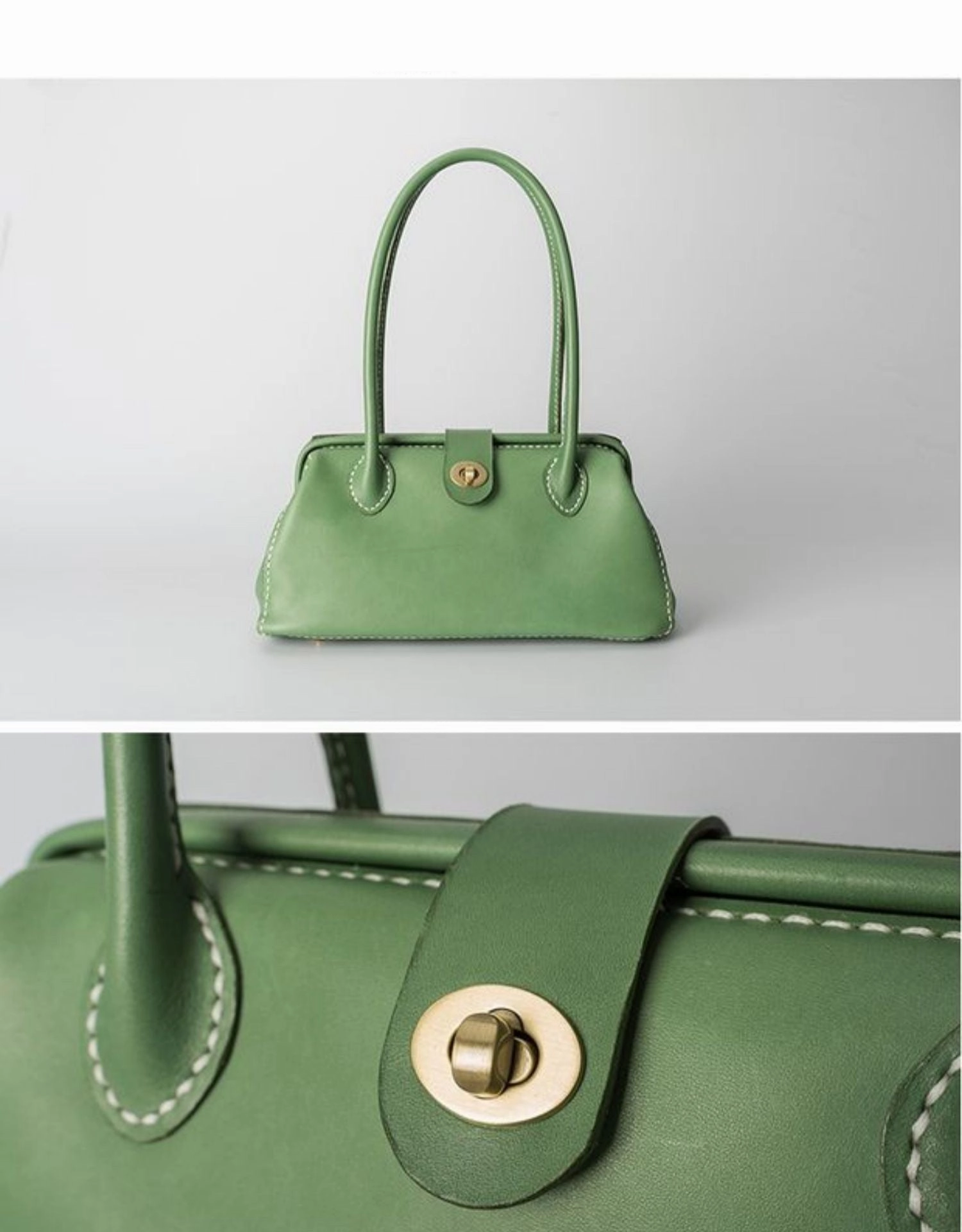 Handmade Womens Leather Doctor Handbag Purse Coffee Shoulder Bag Doctor Bags for Women