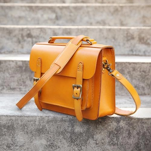 Handmade Womens Leather Satchel Shoulder Bag Cambridge Structured Satchel Handbag Purse for Men
