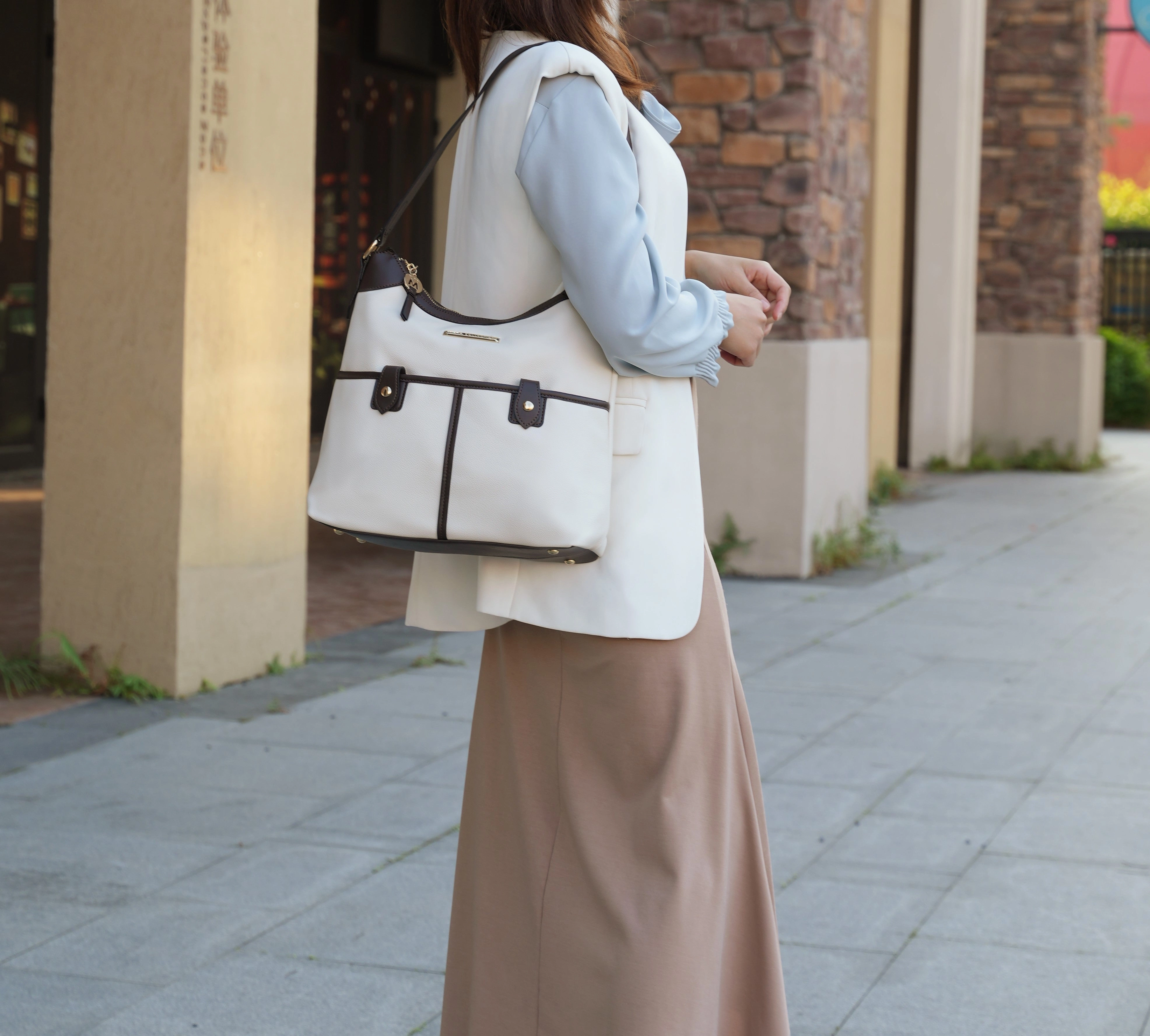 Harper Vegan Color Block Leather Womens Shoulder Bag