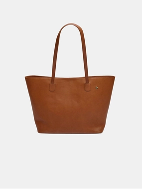 Hazel Vegan Leather Tote Bag Shoulder Bag | Tan
