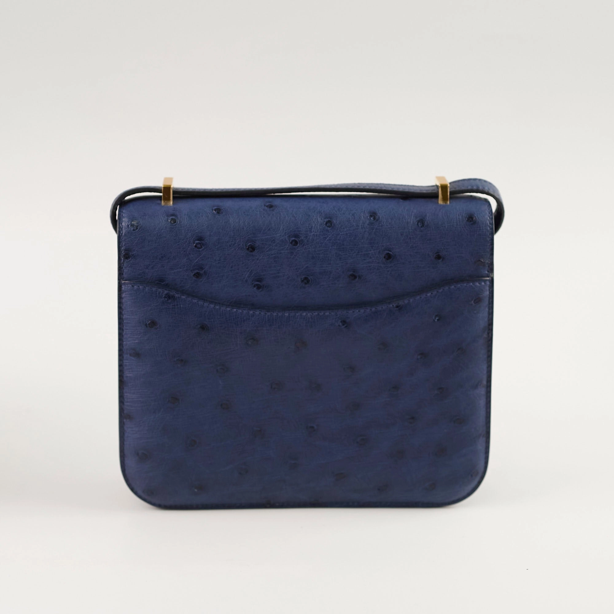 Hermes 18 Constance Bleu Saphir Ostrich Z Stamp
