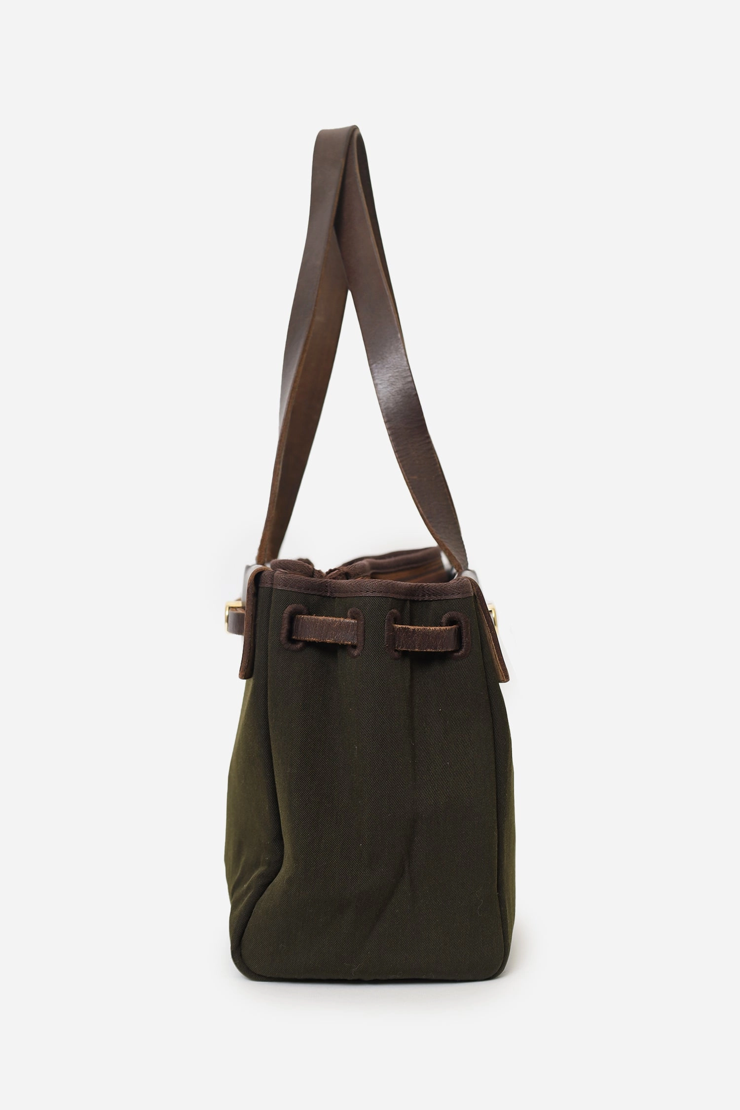 Hermes 2003 Brown/Green Leather/Canvas Changeable Vibrato Herbag PM (As Is)