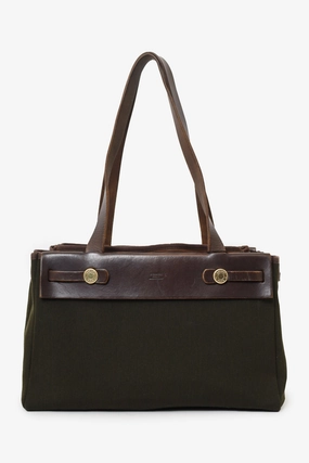 Hermes 2003 Brown/Green Leather/Canvas Changeable Vibrato Herbag PM (As Is)