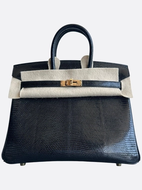 Hermes Black Lizard Birkin 25