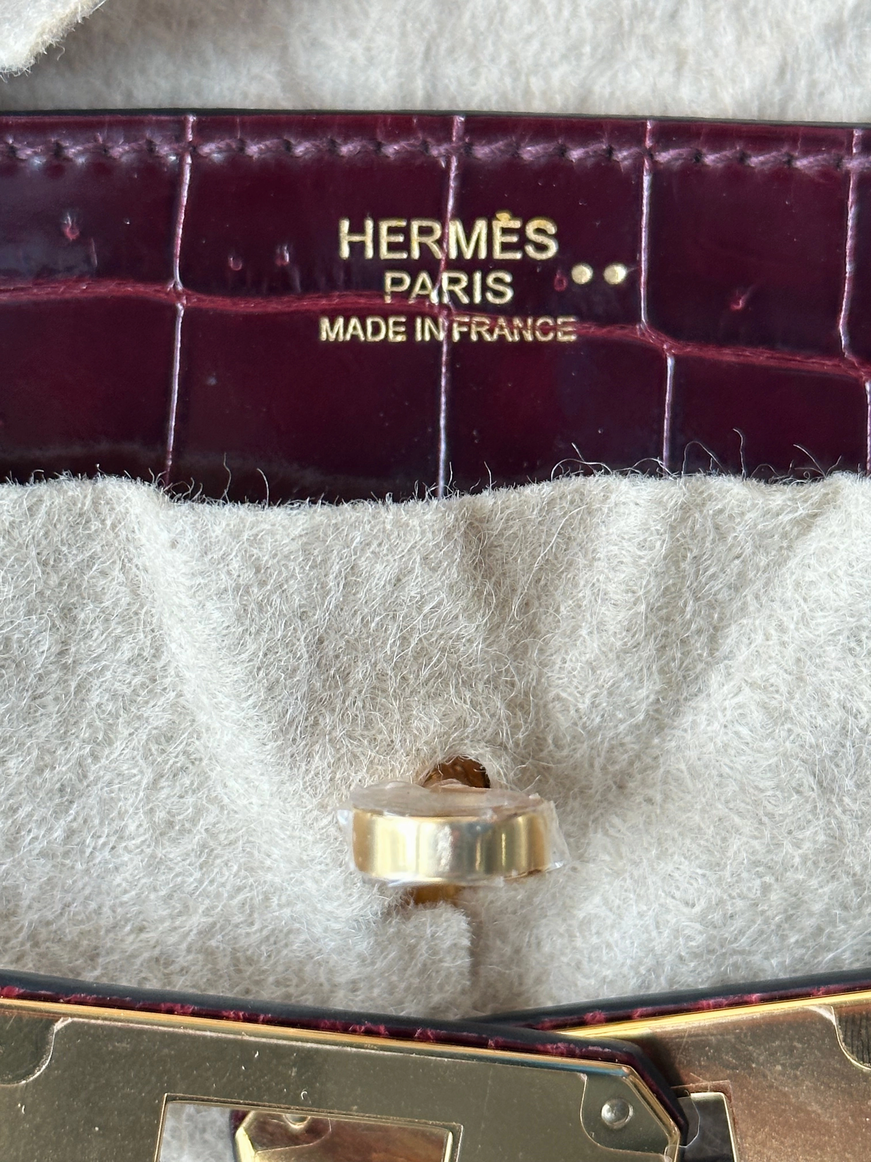 Hermes Bordeaux Shiny Porosus Crocodile Birkin 30