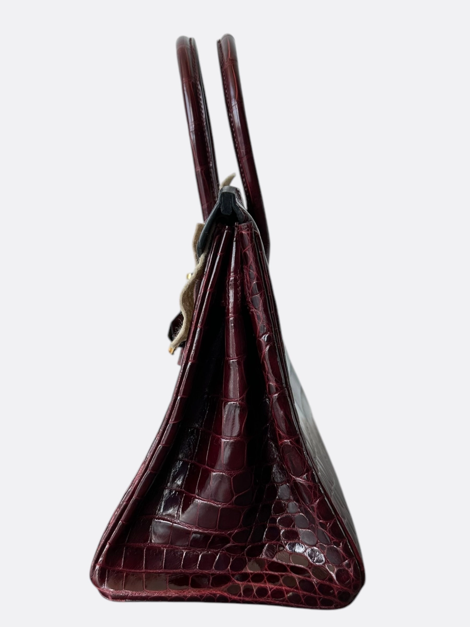 Hermes Bordeaux Shiny Porosus Crocodile Birkin 30