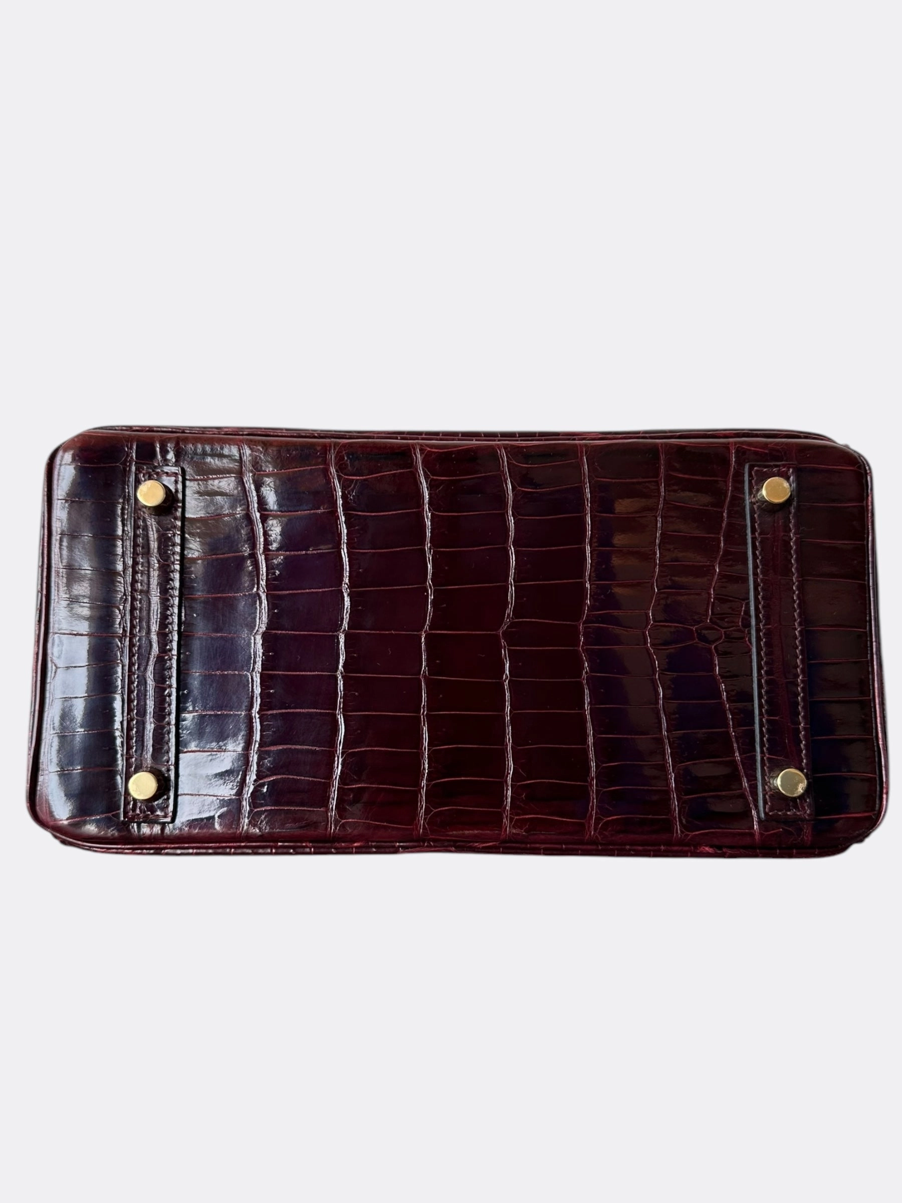 Hermes Bordeaux Shiny Porosus Crocodile Birkin 30
