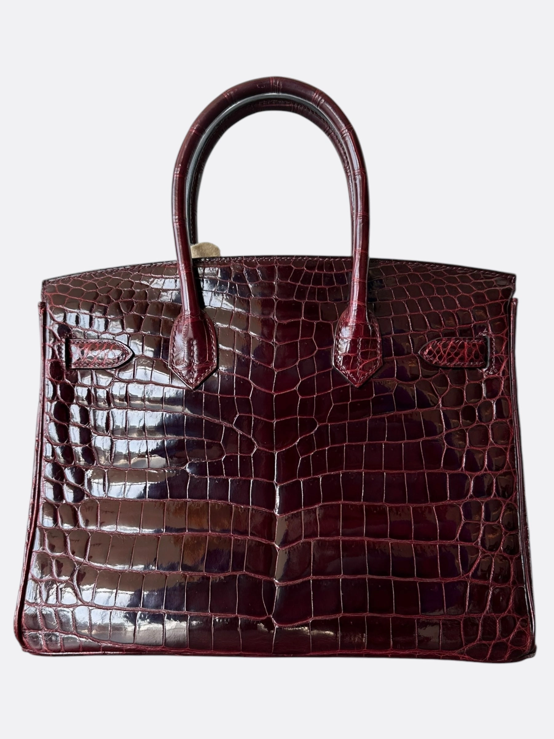 Hermes Bordeaux Shiny Porosus Crocodile Birkin 30