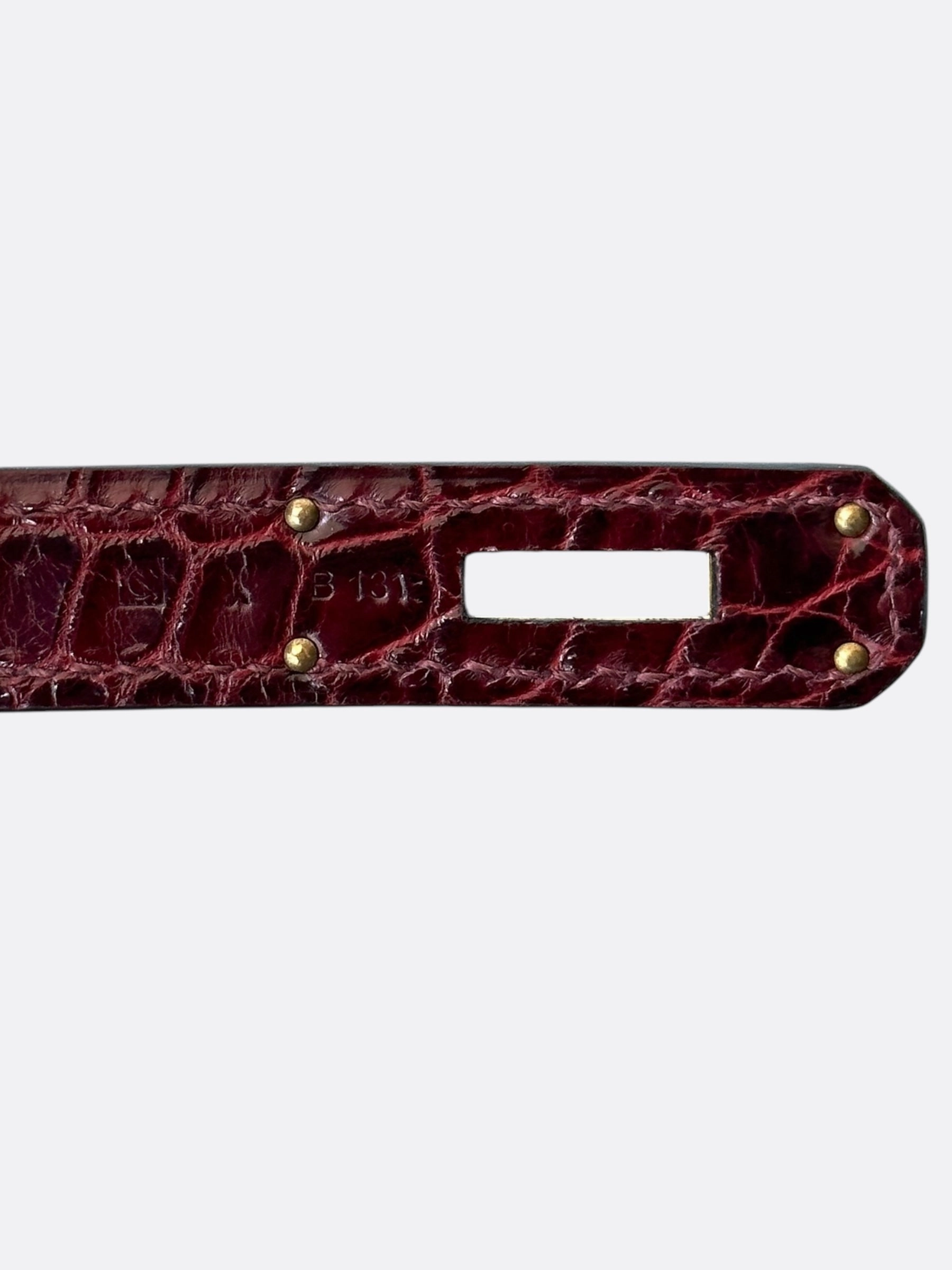 Hermes Bordeaux Shiny Porosus Crocodile Birkin 30