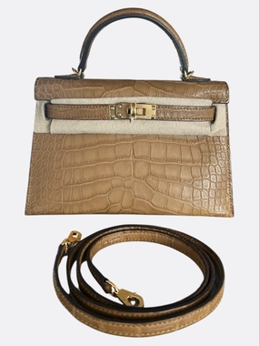 Hermes Brown Alligator Mini Kelly 20