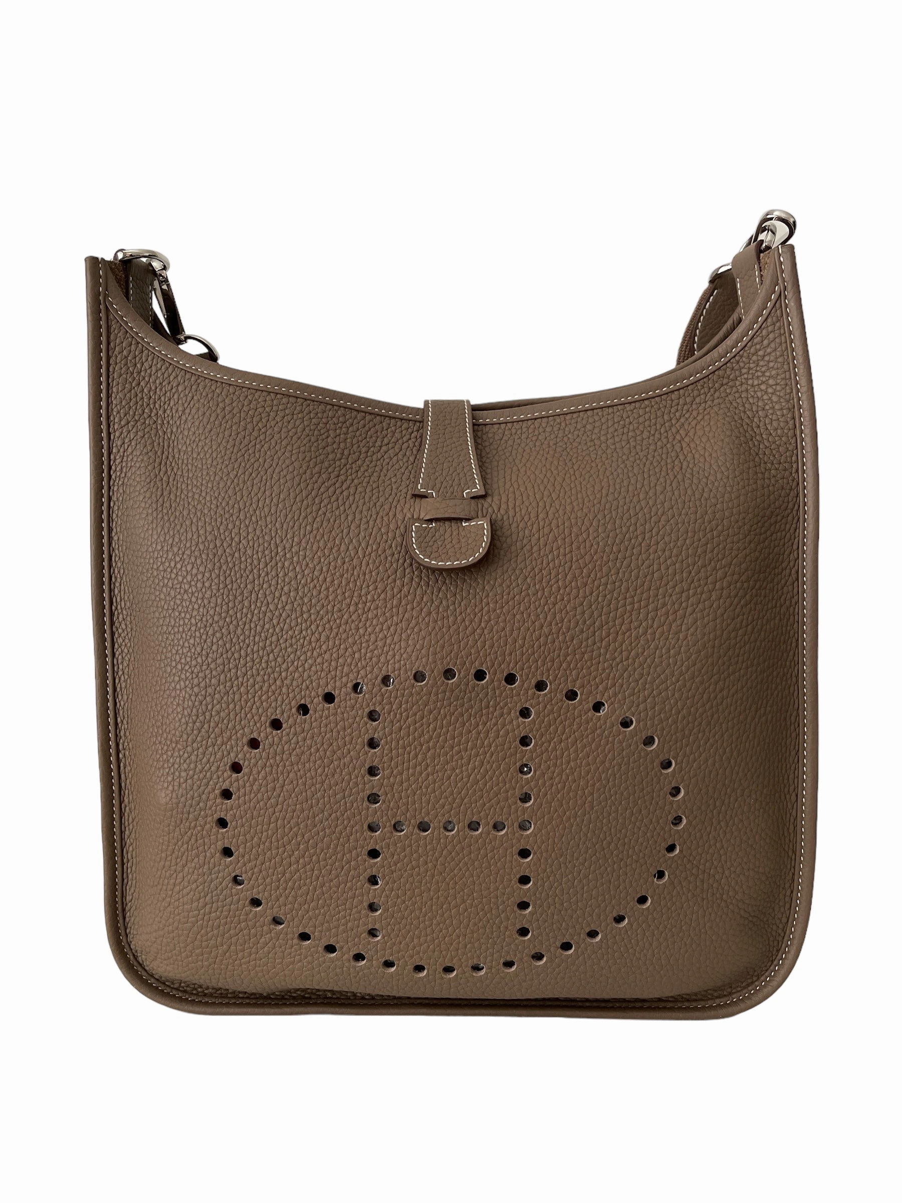 HERMES EVELYNE III 33 ETOUPE CLEMENCE LEATHER CROSSBODY BAG
