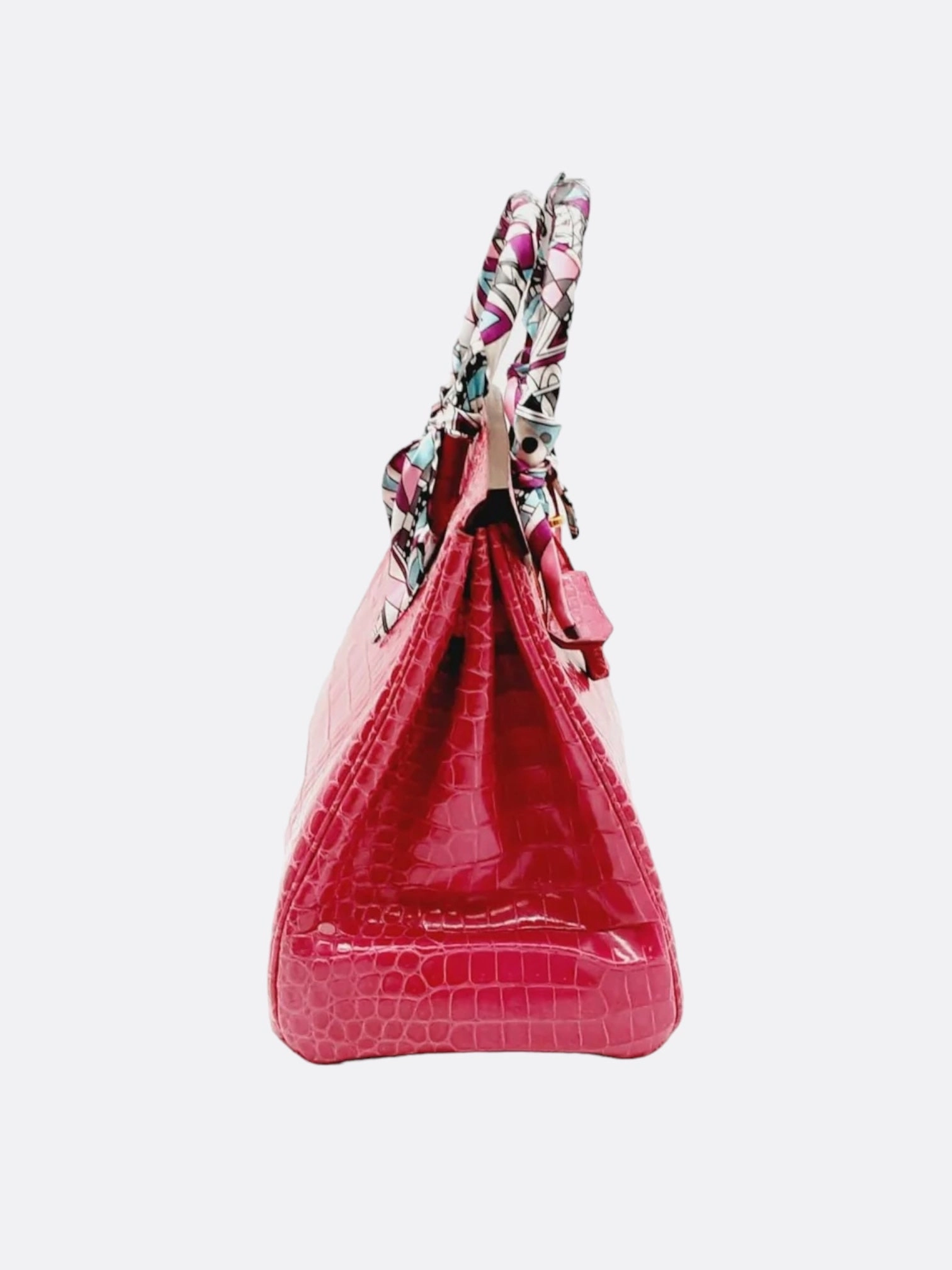 Hermes Pink Fucshia Shiny Porous Crocodile Birkin 35
