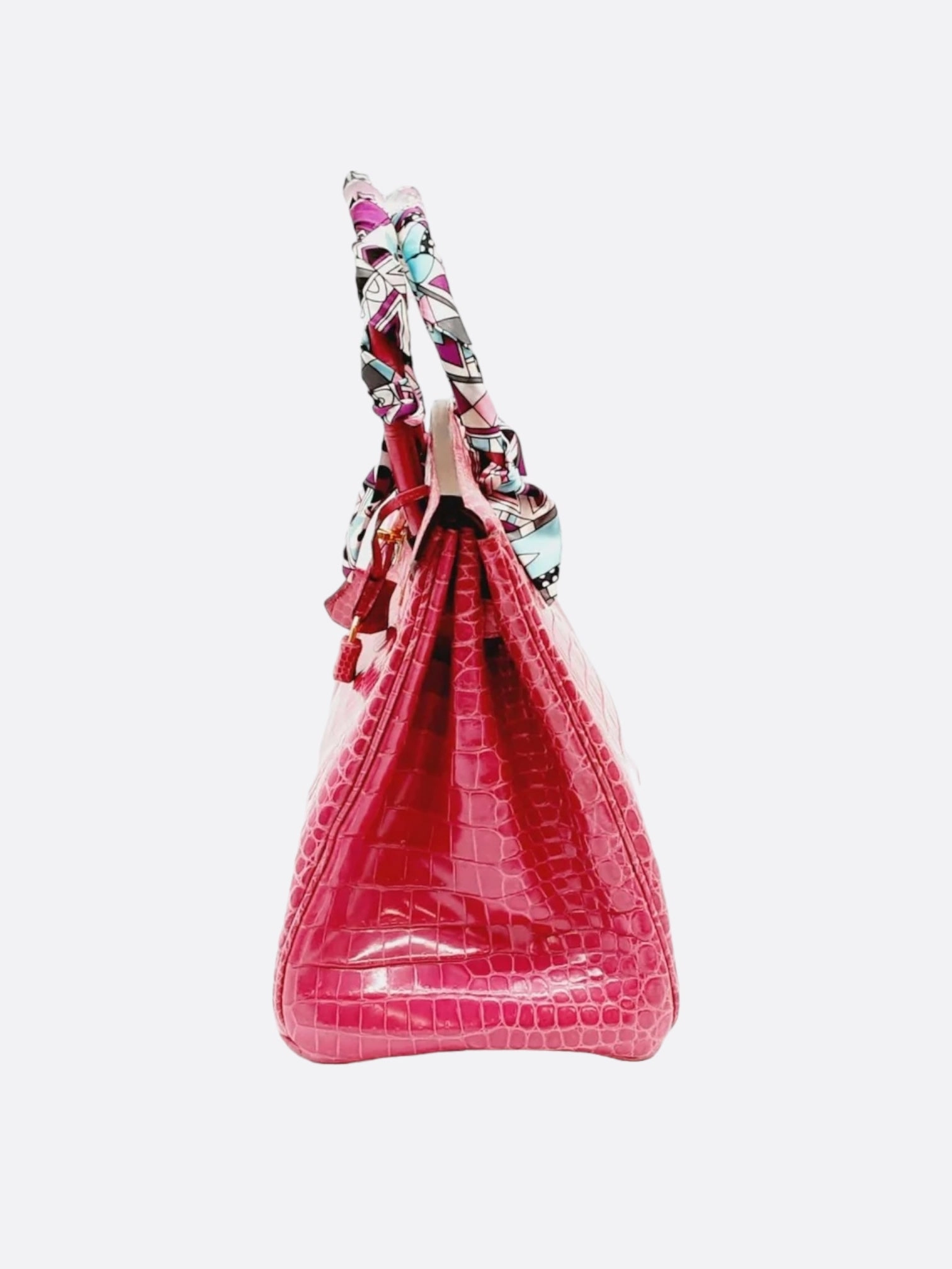 Hermes Pink Fucshia Shiny Porous Crocodile Birkin 35