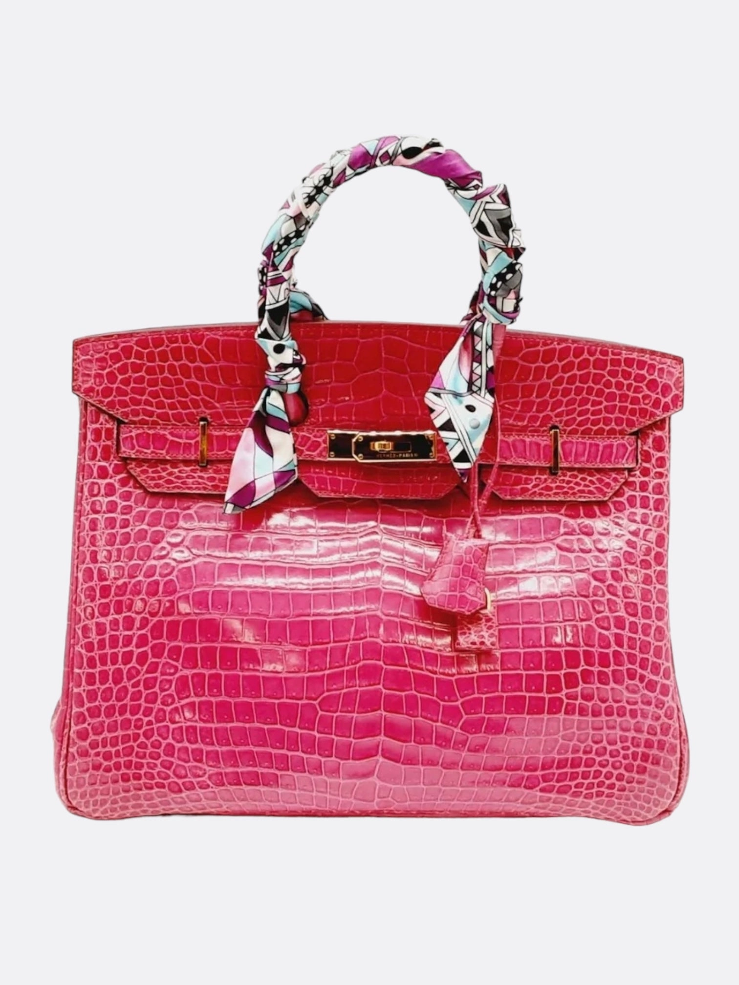 Hermes Pink Fucshia Shiny Porous Crocodile Birkin 35