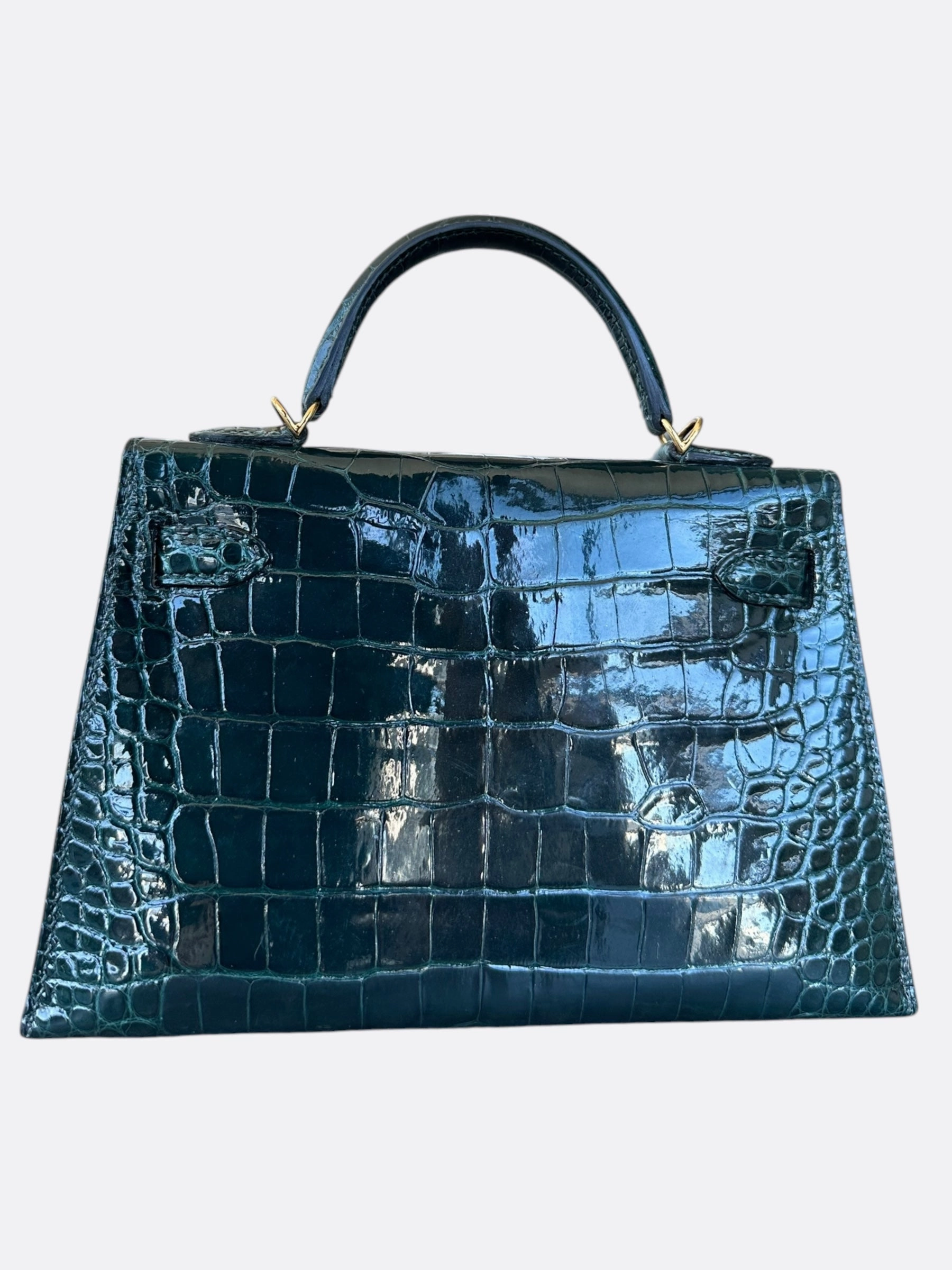 Hermes Vert Green Shiny Porous Crocodile Mini Kelly 20