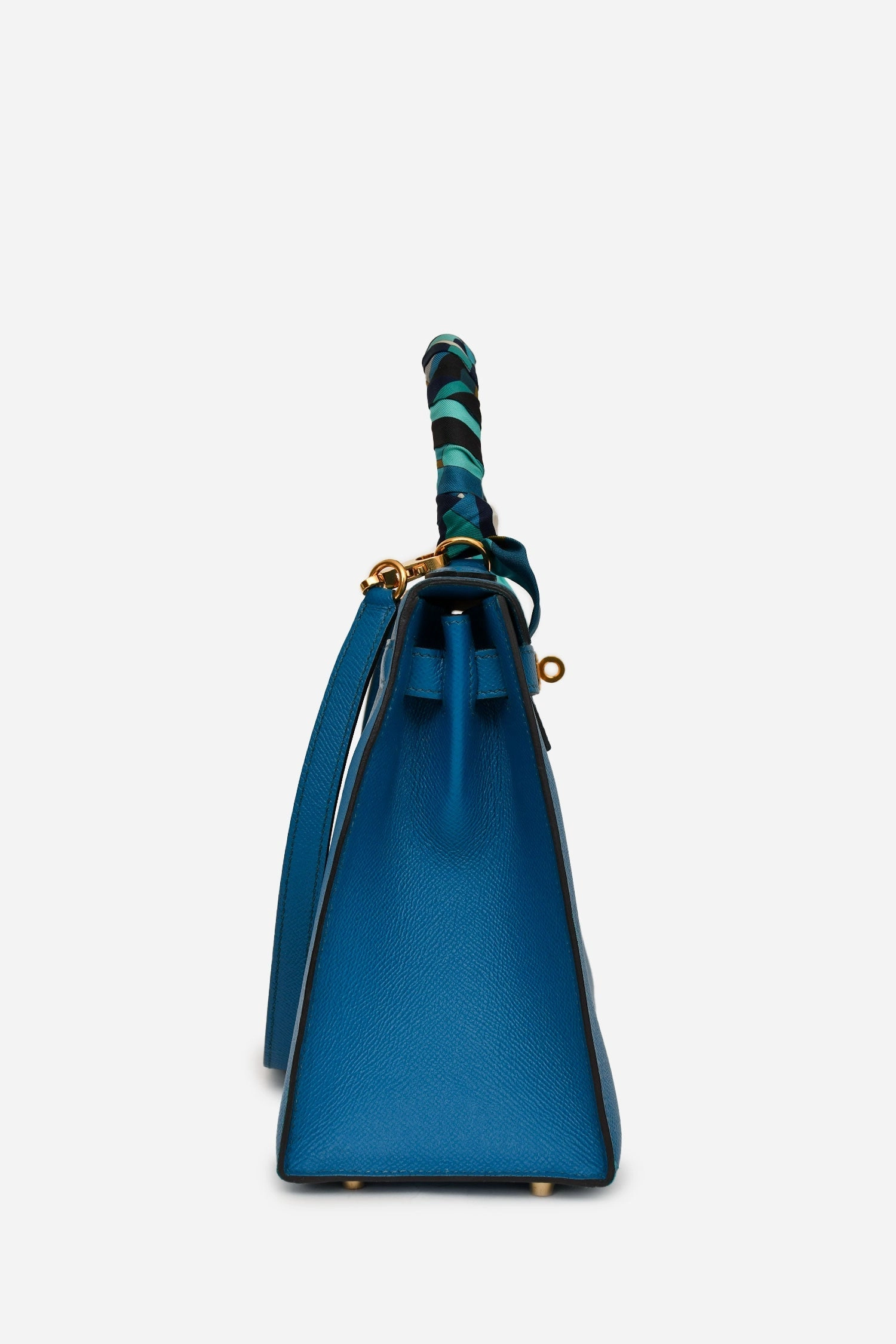 Herms 2014 Blue Epsom Leather Kelly 28 GHW with Strap (As Is)
