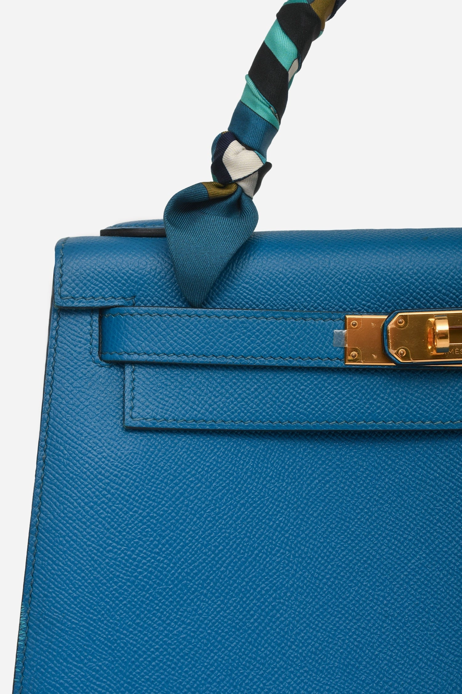Herms 2014 Blue Epsom Leather Kelly 28 GHW with Strap (As Is)
