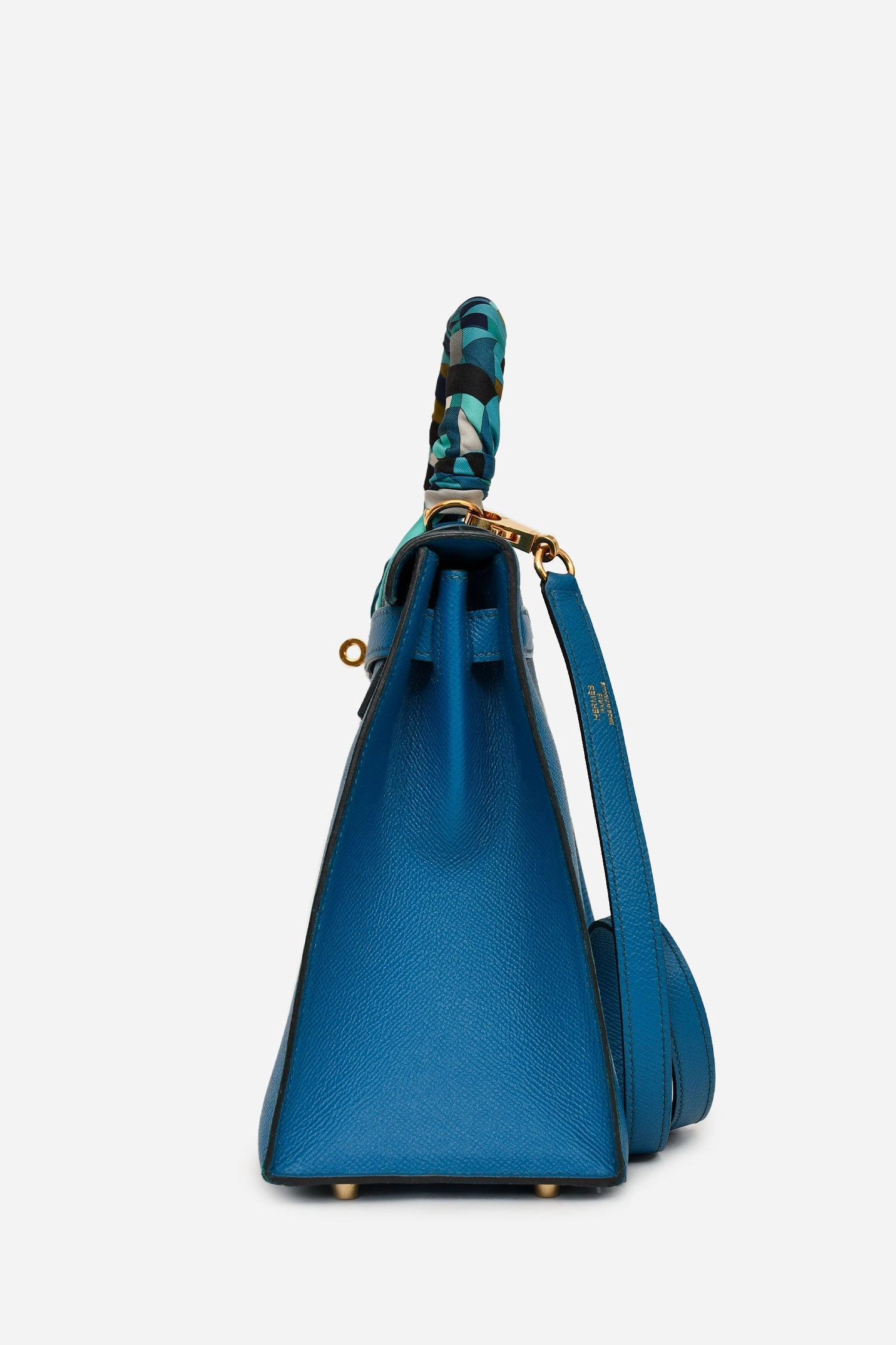 Herms 2014 Blue Epsom Leather Kelly 28 GHW with Strap (As Is)
