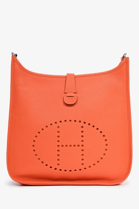 Herms 2015 Orange Clemence Leather Evelyne 29 GM