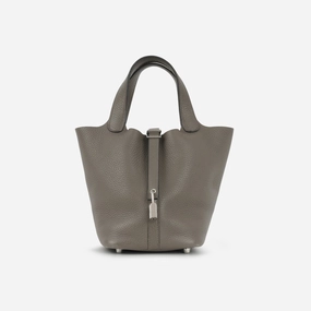 Herms - Picotin 18 - Gris Etain Clemence PHW - 2019 - Pre-Loved