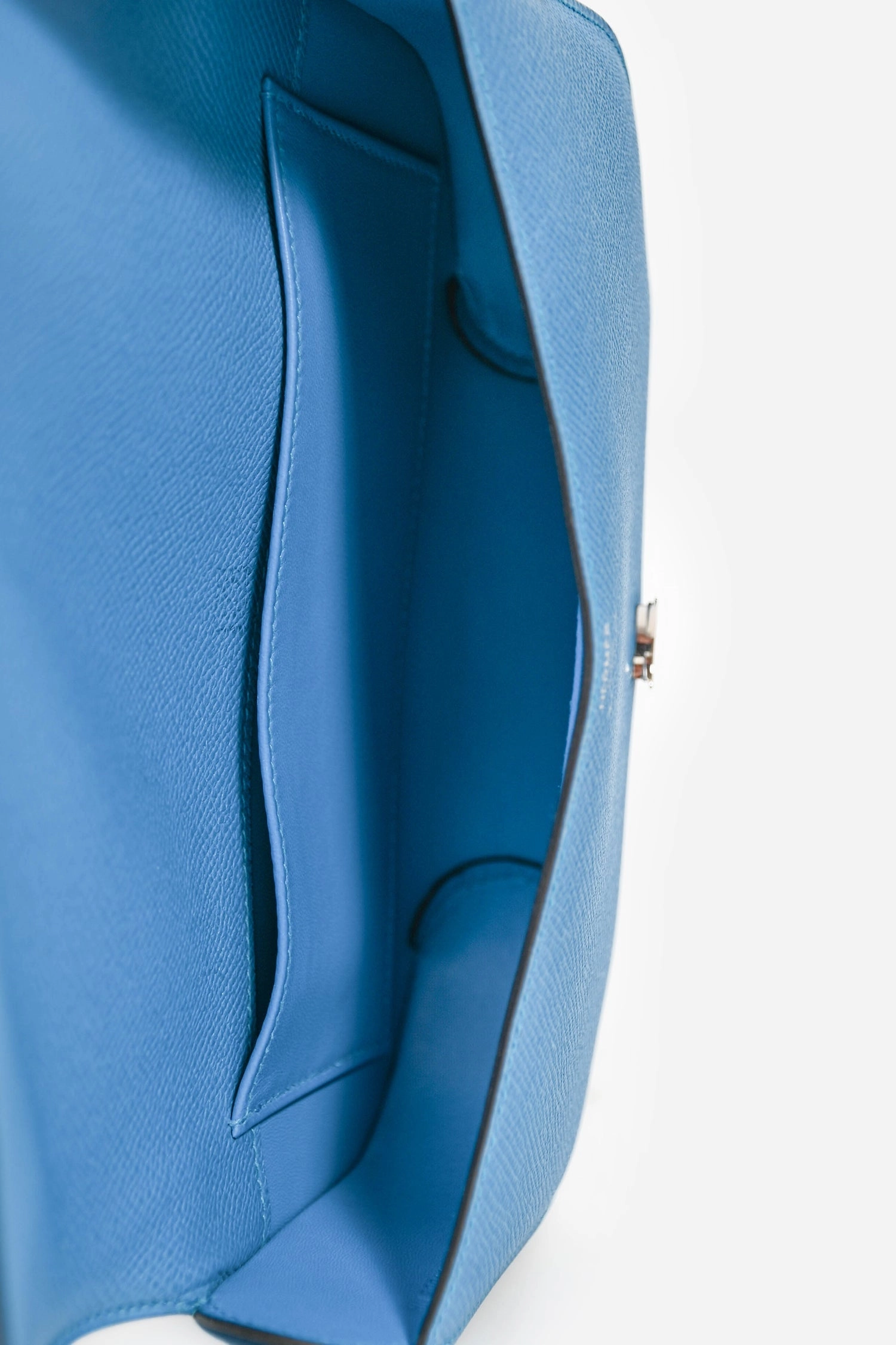 Herms Blue Epsom Calfskin 'Cherche-Midi' Clutch