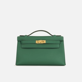 Herms Kelly Pochette - Vert Moyen Swift GHW - Brand New - 2025