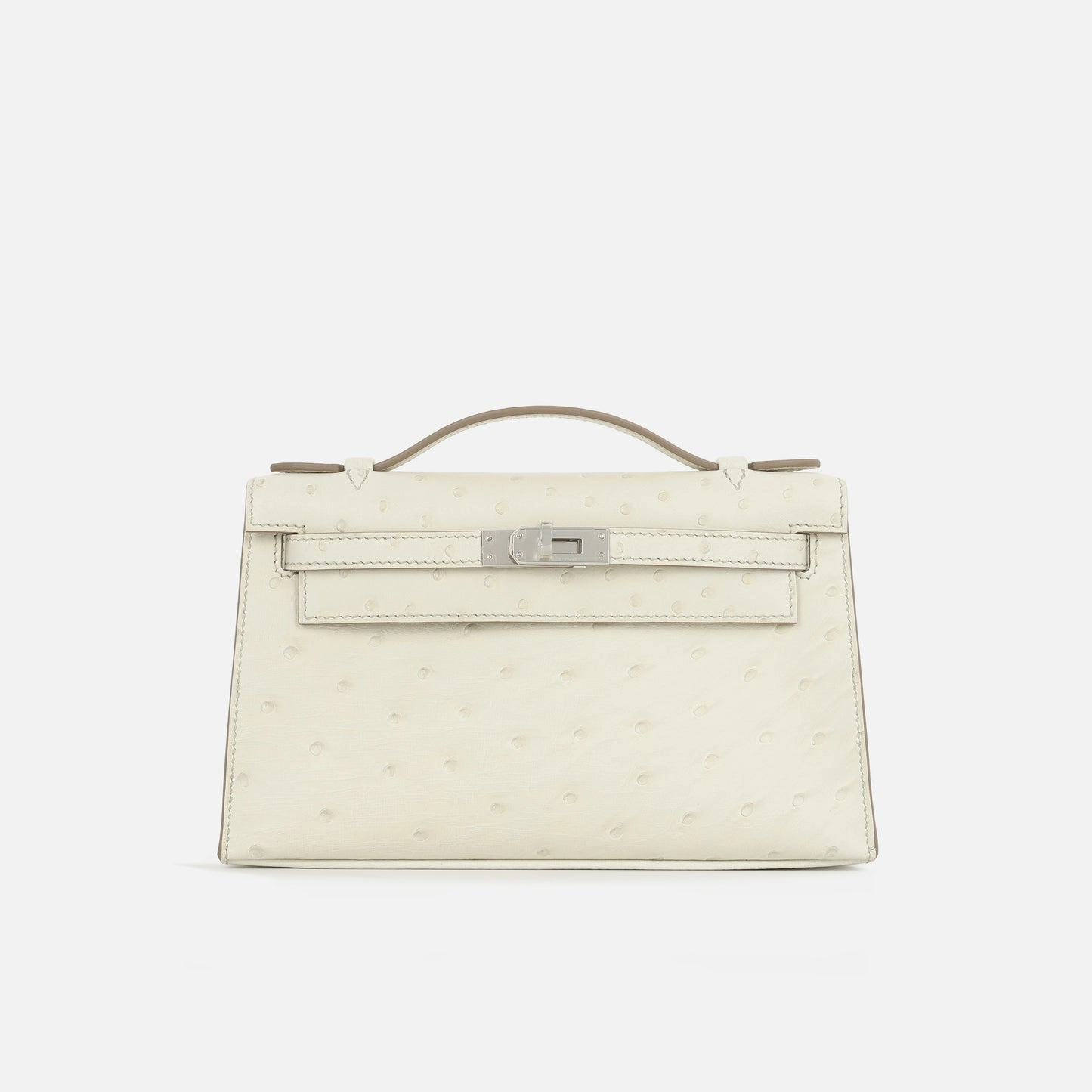Herms Kelly Pochette Beton Ostrich PHW (NWT)