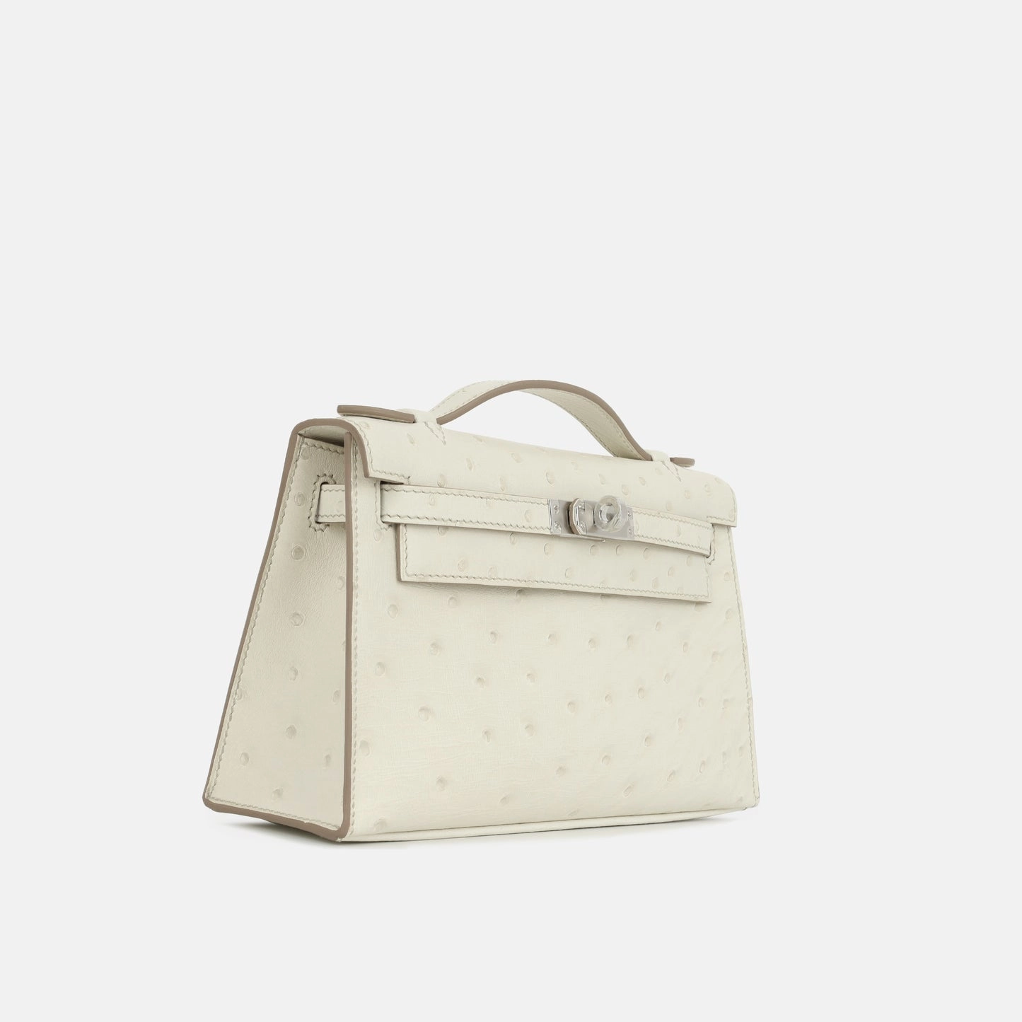 Herms Kelly Pochette Beton Ostrich PHW (NWT)