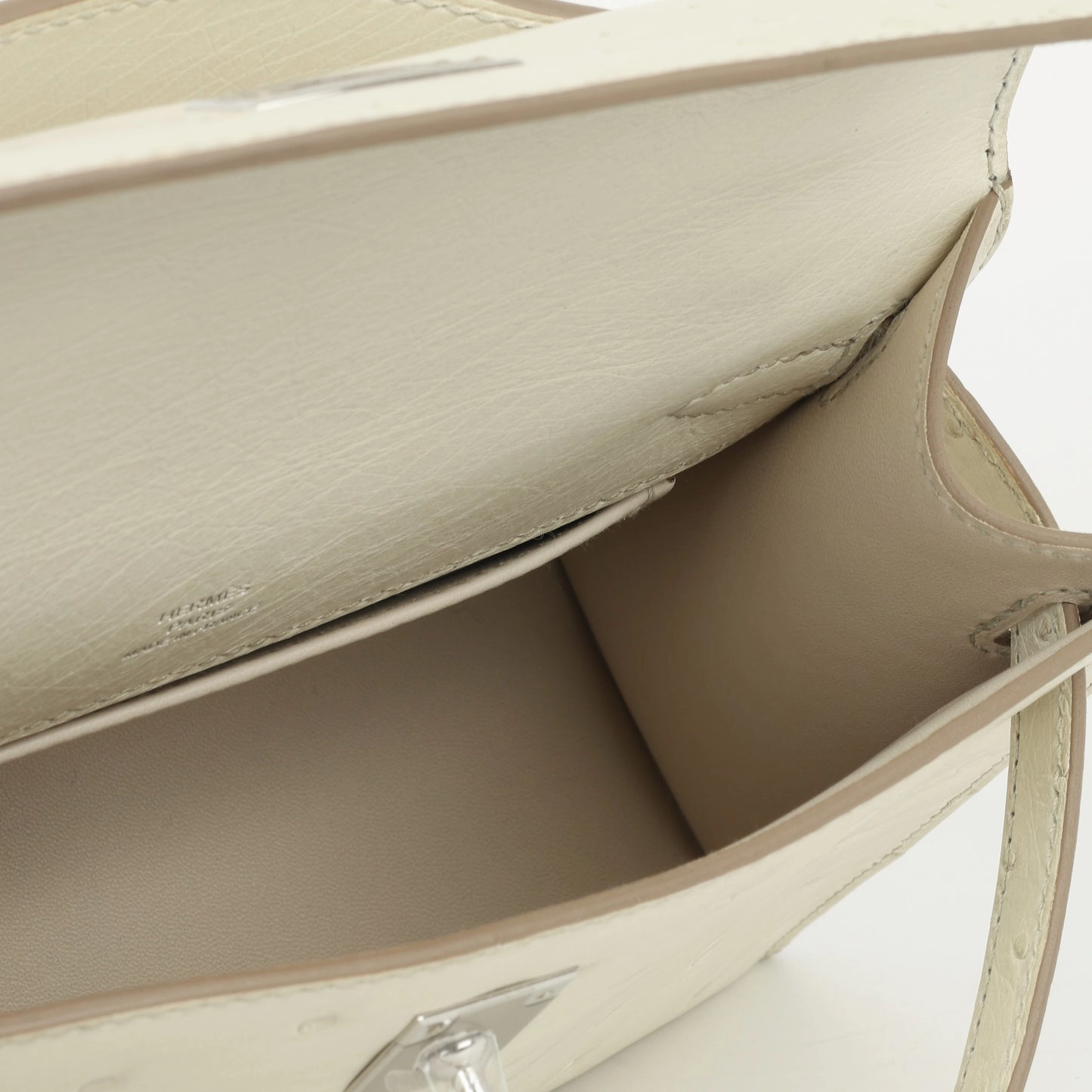 Herms Kelly Pochette Beton Ostrich PHW (NWT)