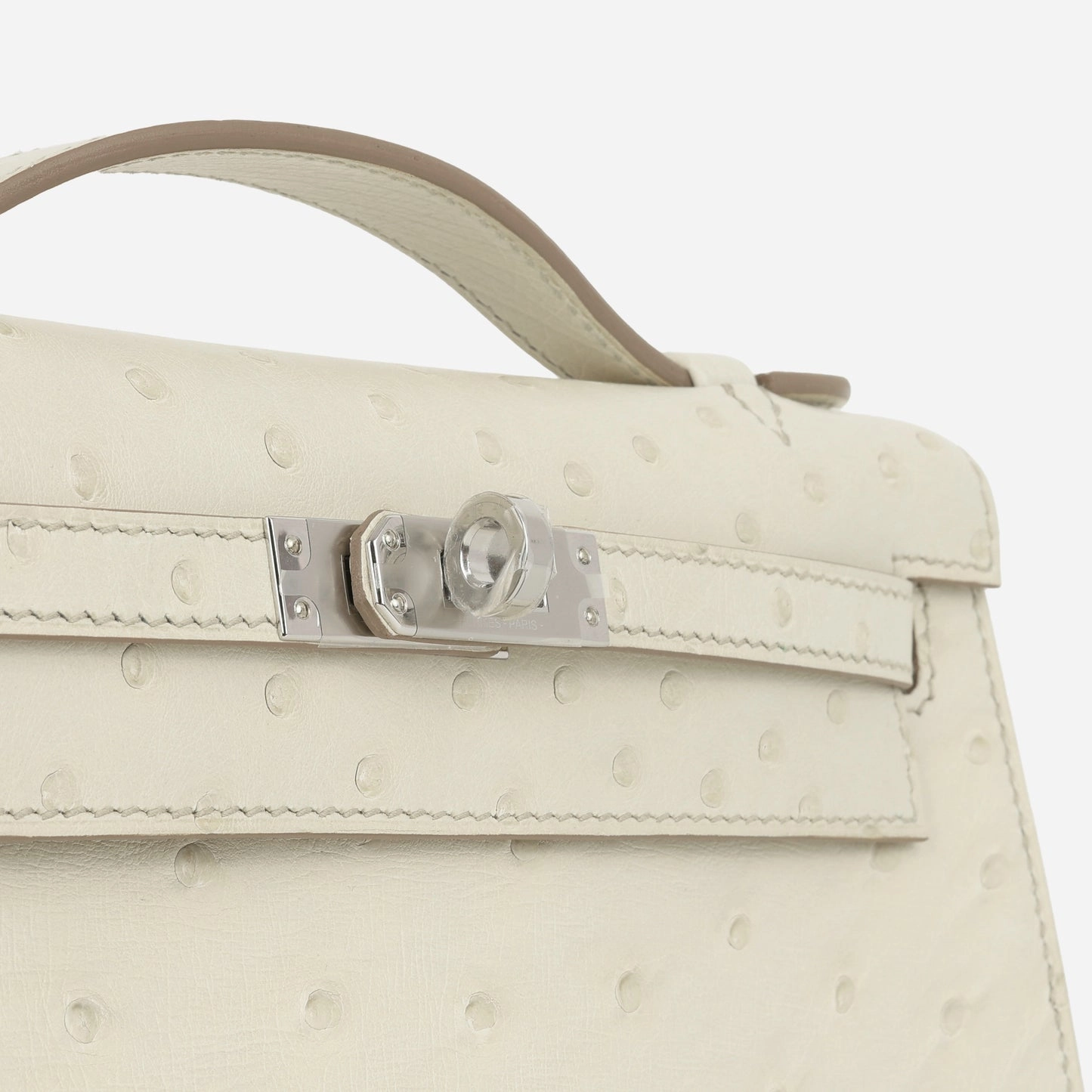 Herms Kelly Pochette Beton Ostrich PHW (NWT)