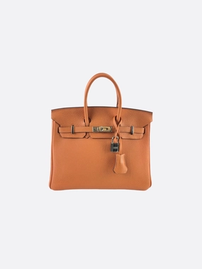 Herms Orange Togo Leather Birkin 25