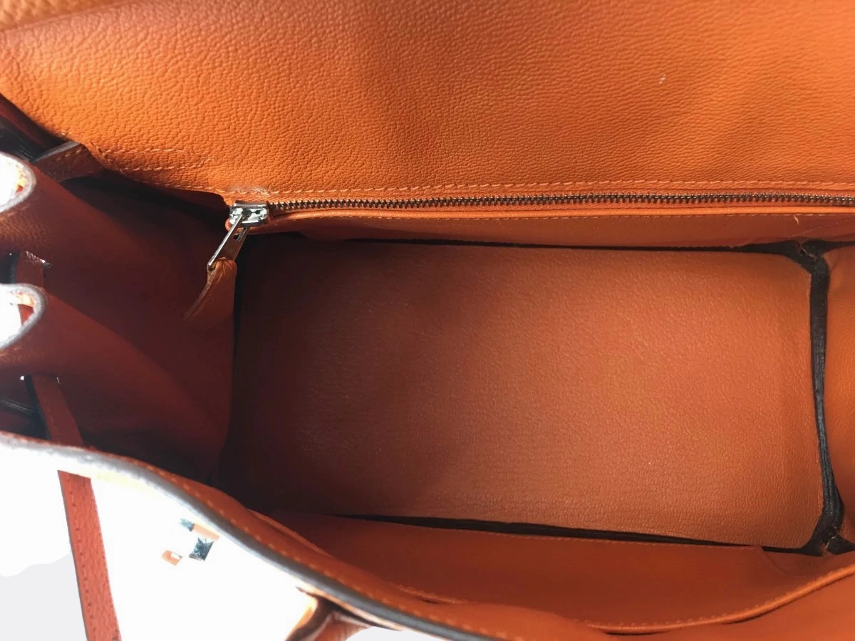 Herms Orange Togo Leather Birkin 25