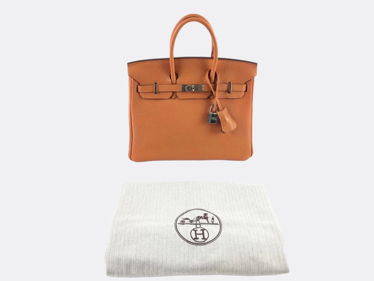 Herms Orange Togo Leather Birkin 25