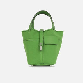 Herms Picotin 18 Cargo Vert Yucca Canvas PHW (NWT)