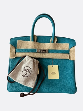 Herms Turquoise Togo Leather Birkin 25