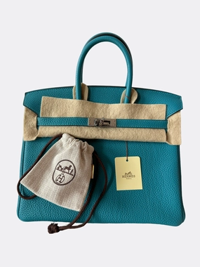 Herms Turquoise Togo Leather Birkin 25