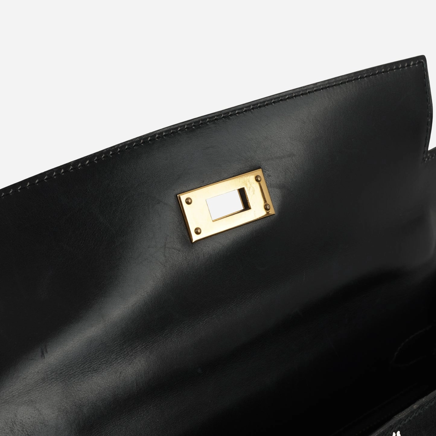 Herms Vintage Kelly 28 Noir Box Calf GHW