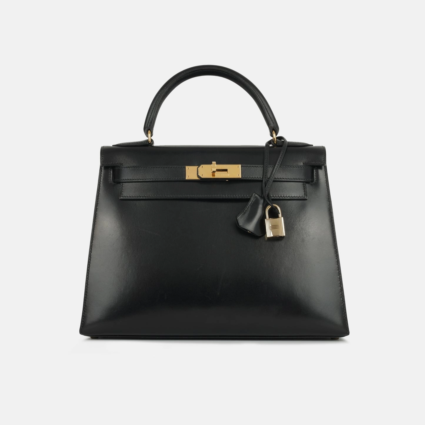 Herms Vintage Kelly 28 Noir Box Calf GHW
