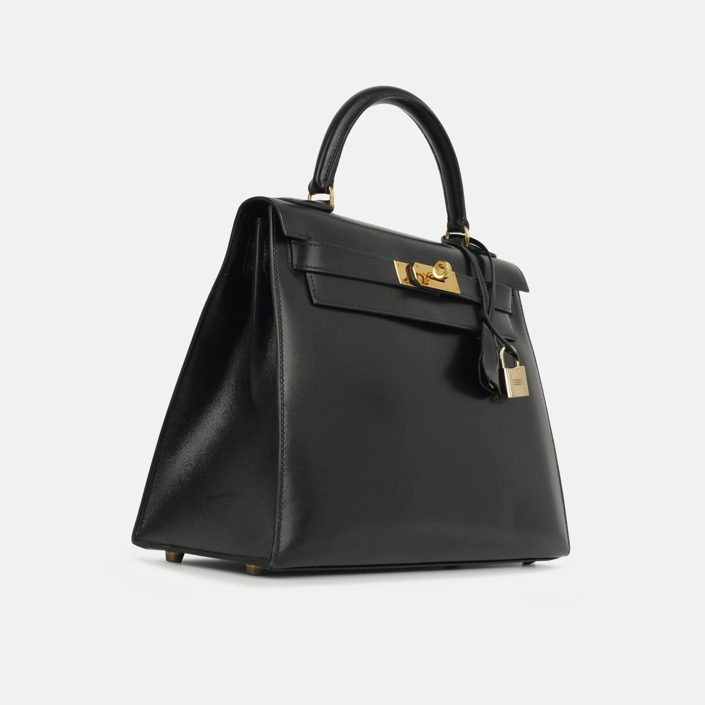 Herms Vintage Kelly 28 Noir Box Calf GHW