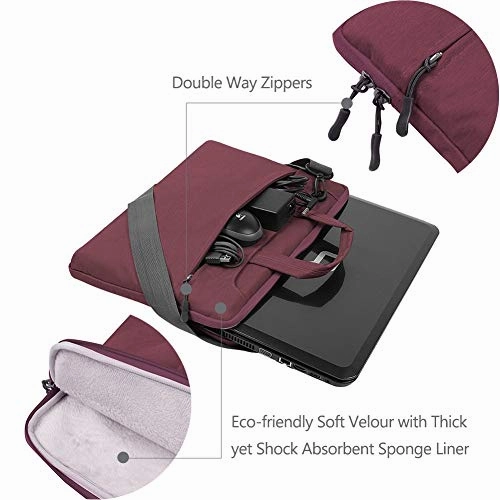 HEXIN 15" 15.6 inchesLightweight Laptop Carrying Bag For Women Red with Pocket
