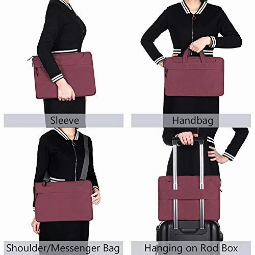 HEXIN 15" 15.6 inchesLightweight Laptop Carrying Bag For Women Red with Pocket