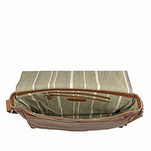 Hidesign Fred Leather Business Laptop Messenger Cross Body Bag, Tan