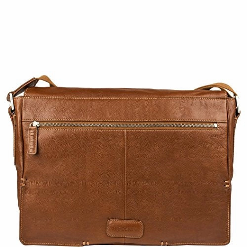 Hidesign Fred Leather Business Laptop Messenger Cross Body Bag, Tan