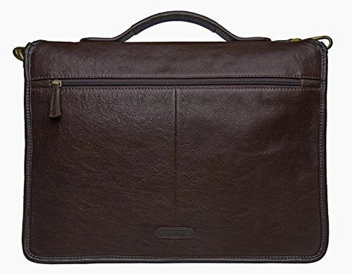 Hidesign Harrison Buffalo Leather Laptop Briefcase, Brown