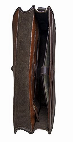 Hidesign Harrison Buffalo Leather Laptop Briefcase, Brown
