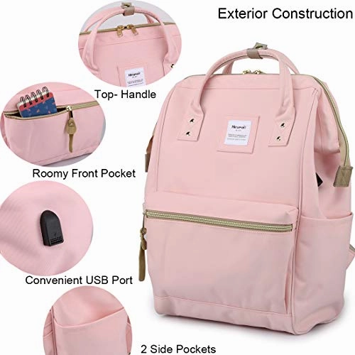 Himawari Laptop Backpack Travel Backpack With USB Charging Port Large Diaper Bag Doctor Bag School Backpack for Women&Men(9001 Pink